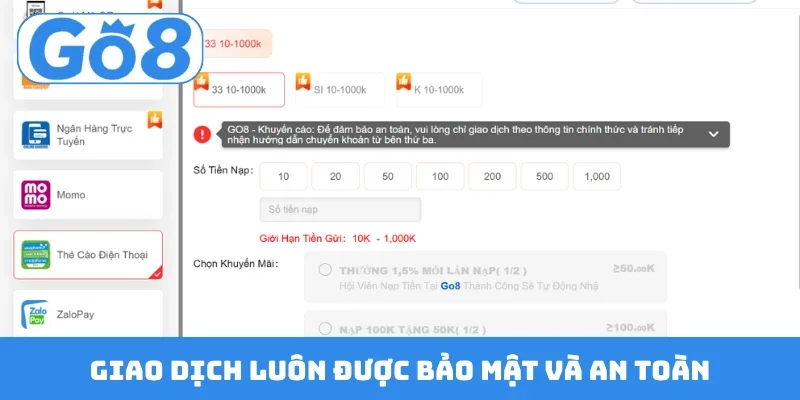 Giao dịch luôn được bảo mật và an toàn